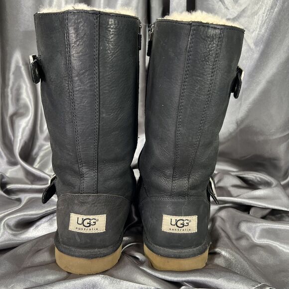 UGG Sutter Moto Boots Women’s 4 US / 34 EU Black Leather Buckle Zip #1969 Fall - Picture 9 of 15